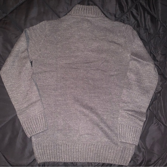 Sky Blue Cable Knit Half Zip Sweater Gray - Picture 2 of 5